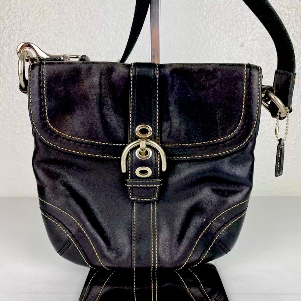 Coach black leather crossbody